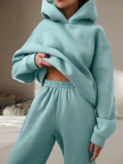 Women's Lounge Sets Long Sleeve Hoodie Pant Pure Color Fashion Casual Comfort Street Daily Date Polyester Breathable Hoodie Fall Winter Pink Red -Ladies Pajamas Store abynxn1689581344610