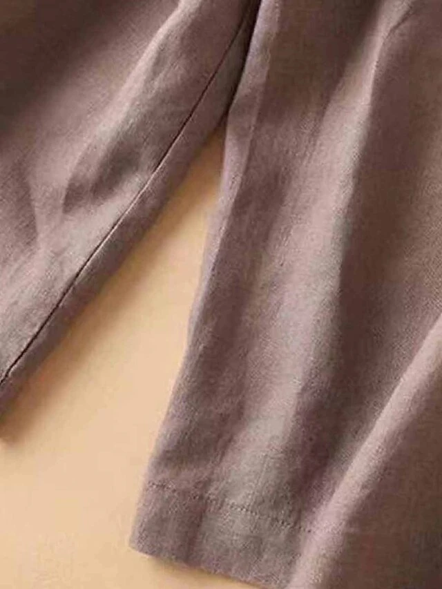 Women's Loungewear Pants Lounge Pants Pure Color Simple Casual Comfort Home Daily Vacation Cotton And Linen Breathable Button Pocket Summer Spring Black White 7 Women's Loungewear Pants Lounge Pants Pure Color Simple Casual Comfort Home Daily Vacation Cotton And Linen Breathable Button Pocket Summer Spring Black White - Image 5