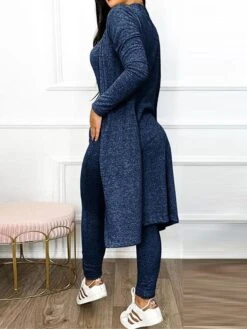 Women's Loungewear Jumpsuit Sets Pure Color Casual Comfort Soft Home Street Daily Polyester Breathable Crew Neck Pocket Fall Winter Black Blue -Ladies Pajamas Store aesili1695196774997