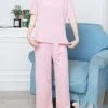 Women's Loungewear Sets 2 Pieces Pure Color Fashion Casual Comfort Street Daily Date Polyester Breathable Crew Neck Short Sleeve Pant Elastic Waist Summer Spring Black White 2 Women's Loungewear Sets 2 Pieces Pure Color Fashion Casual Comfort Street Daily Date Polyester Breathable Crew Neck Short Sleeve Pant Elastic Waist Summer Spring Black White -Ladies Pajamas Store aflsid1685011512339