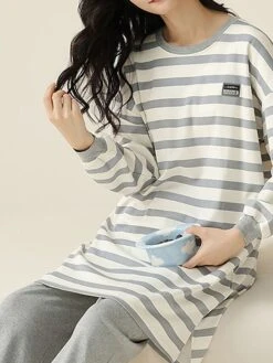 Women's Cotton Pajamas Sets Letter Panda Casual Comfort Home Bed Breathable Crew Neck Long Sleeve Pullover Pant Pocket Fall Winter White Yellow -Ladies Pajamas Store agstlu1696923340501