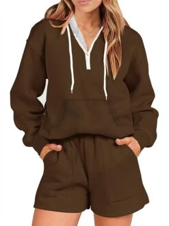 Women's Loungewear Sets Pure Color Sport Casual Comfort Home Street Daily Cotton Blend Breathable Hoodie Long Sleeve Hoodie Shorts Pocket Fall Winter Black Pink 30 Women's Loungewear Sets Pure Color Sport Casual Comfort Home Street Daily Cotton Blend Breathable Hoodie Long Sleeve Hoodie Shorts Pocket Fall Winter Black Pink -Ladies Pajamas Store ahtdcg1691478733342