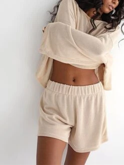 Women's Loungewear Sets Pure Color Basic Casual Comfort Home Daily Vacation Cotton Breathable Crew Neck Long Sleeve T Shirt Tee Shorts Summer Spring Khaki 8 Women's Loungewear Sets Pure Color Basic Casual Comfort Home Daily Vacation Cotton Breathable Crew Neck Long Sleeve T Shirt Tee Shorts Summer Spring Khaki -Ladies Pajamas Store aimwfy1677484975941