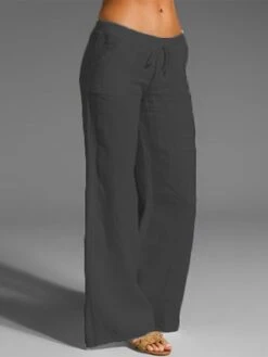 Women's Loungewear Bottom Nighty 1 PCS Pure Color Simple Comfort Home Daily Bed Polyester Breathable Gift Long Pant Pant Elastic Waist Spring Summer White Black -Ladies Pajamas Store almalg1645438770594