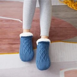 Women's 1 Pair Socks Slipper Socks Fashion Comfort Novelty Fleece Solid Colored Casual Daily Indoor Warm Winter Fall Black Blue Wine -Ladies Pajamas Store alsbyf1664445562011