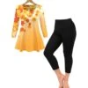Women's Sets 2 Pieces Leaves Casual Comfort Home Daily Polyester Breathable Crew Neck Long Sleeve Pullover Pant Summer Spring Orange 2 Women's Sets 2 Pieces Leaves Casual Comfort Home Daily Polyester Breathable Crew Neck Long Sleeve Pullover Pant Summer Spring Orange -Ladies Pajamas Store alvgvr1692348442999