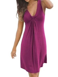 Women's Plus Size Pajamas Nightgown Nightshirt Dress Pure Color Simple Casual Soft Home Daily Bed Polyester Breathable Straps Sleeveless Summer Spring Black Wine -Ladies Pajamas Store appdpu1680597775765