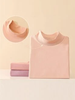 Women's Delong Thermal Underwear Pure Color Simple Casual Comfort Home Daily Going Out Polyester Warm Stand Collar Long Sleeve Pant Elastic Waist Fall Winter Light Pink Pink -Ladies Pajamas Store arbxdd1697161963975