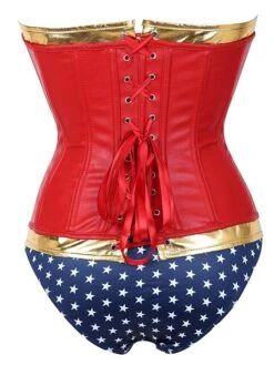 Women's Corsets Halloween Prom Party & Evening Club Red Spandex Sexy Overbust Corset Hook & Eye Backless Tummy Control Pure Color Fall Winter -Ladies Pajamas Store atuspz1663064031798