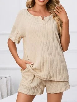 Women's Plus Size Loungewear Sets Pure Color Casual Comfort Soft Home Street Daily Polyester V Wire Short Sleeve T Shirt Tee Shorts Pocket Summer Spring Black Pink 27 Women's Plus Size Loungewear Sets Pure Color Casual Comfort Soft Home Street Daily Polyester V Wire Short Sleeve T Shirt Tee Shorts Pocket Summer Spring Black Pink -Ladies Pajamas Store aumwqd1679463220524