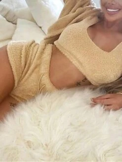 Women‘s Pajamas Winter Sets Nighty Pjs 3 Pieces Pure Color Comfort Soft Plush Home Daily Bed Fleece Warm Hoodie Short Pant Hoodie Shorts Pocket Winter Fall Green Purple -Ladies Pajamas Store avncmb1663903469217