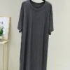 Women's Pajamas Nightgown Nightshirt Dress Pure Color Simple Casual Soft Home Daily Bed Polyester Breathable Crew Neck Short Sleeve Summer Fall Black White