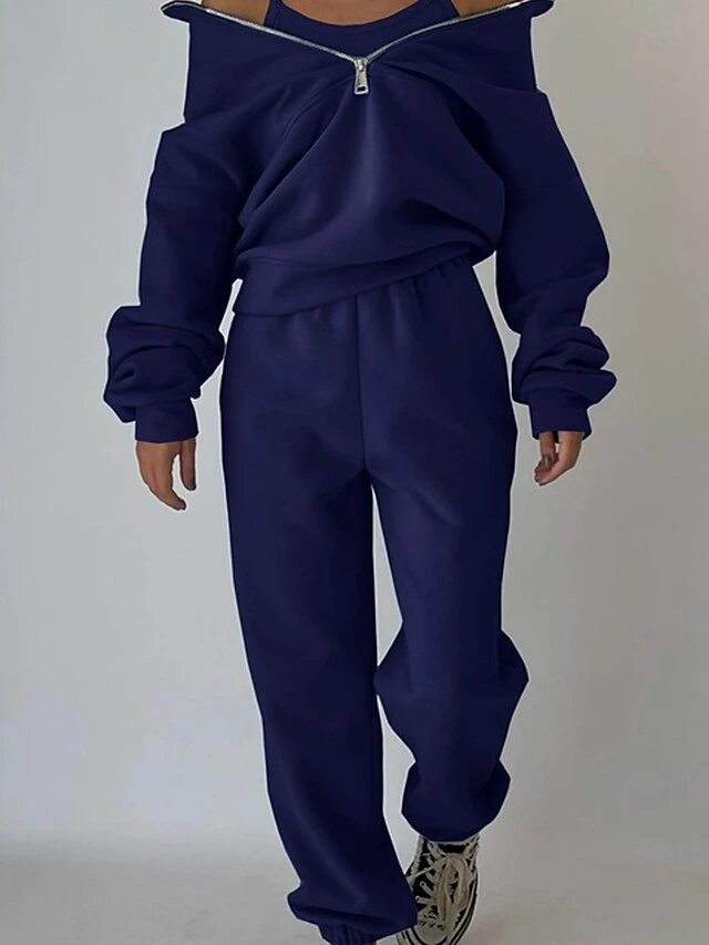 Women's Loungewear Sets Pure Color Warm Fashion Casual Street Daily Date Polyester Warm Breathable Stand Collar Long Sleeve Hoodie Pant Pocket Fall Winter Dark Brown Grass Green 8 Women's Loungewear Sets Pure Color Warm Fashion Casual Street Daily Date Polyester Warm Breathable Stand Collar Long Sleeve Hoodie Pant Pocket Fall Winter Dark Brown Grass Green - Image 6