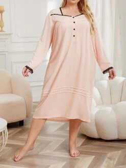 Women's Loungewear Dress Patchwork Simple Casual Soft Street Daily Date Rayon Breathable V Wire Long Sleeve Fall Winter Pink 9 Women's Loungewear Dress Patchwork Simple Casual Soft Street Daily Date Rayon Breathable V Wire Long Sleeve Fall Winter Pink -Ladies Pajamas Store axflpp1696232004969