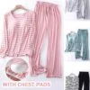 Women's Loungewear Sets 2 Pieces Stripe Fashion Casual Comfort Street Daily Date Polyester Breathable Crew Neck Long Sleeve Pant Summer Spring Black Pink