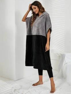 Women's Robes Gown Pure Color Comfort Home Polyester Comfort Short Sleeve Pullover Pocket Hoodie Summer Red Blue -Ladies Pajamas Store bedklo1690446016413