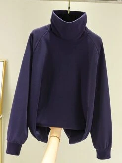 Women's Loungewear Thermal Shirt Pure Color Simple Casual Comfort Home Daily Bed Polyester Warm High Neck Long Sleeve Fall Winter Black Yellow -Ladies Pajamas Store benxko1697183563655