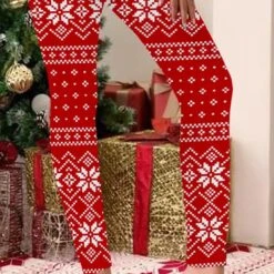 Women's Christmas Pjs Pajamas Sets 2 Pieces Elk Snowflake Fashion Comfort Xmas Soft Home Carnival Cotton Spandex Jersey Breathable Long Sleeve T Shirt Tee Pant Elastic Waist Winter Fall Red -Ladies Pajamas Store bgkquc1665661985888