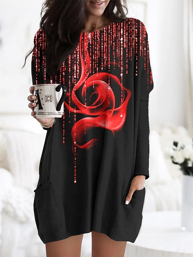 Women's Nightgown Flower Fashion Comfort Home Daily Polyester Crew Neck Long Sleeve Pocket Fall Winter White Yellow 5 Women's Nightgown Flower Fashion Comfort Home Daily Polyester Crew Neck Long Sleeve Pocket Fall Winter White Yellow - Image 3