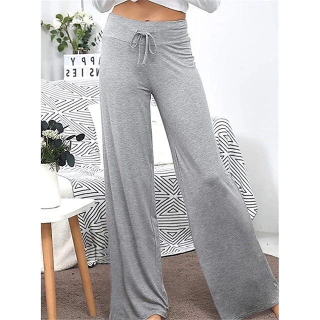 Women's Loungewear Pants Nighty 1 PCS Pure Color Fashion Simple Comfort Home Daily Vacation Cotton Breathable Long Pant Elastic Waist Basic Summer Spring Black Wine 3 Women's Loungewear Pants Nighty 1 PCS Pure Color Fashion Simple Comfort Home Daily Vacation Cotton Breathable Long Pant Elastic Waist Basic Summer Spring Black Wine