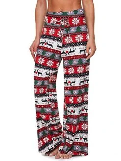 Women's Christmas Loungewear Pants Elk Tie Dye Sport Casual Comfort Xmas Home Christmas Daily Polyester Breathable Pant Summer Fall Blue Square Red Plaid -Ladies Pajamas Store blkxsa1693295697648