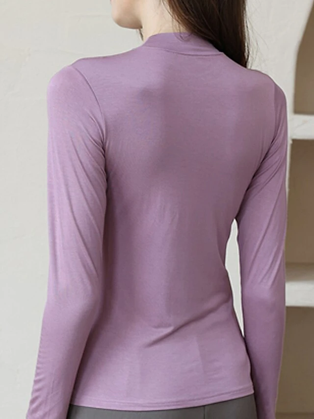 Women's Pajama Top With Chest Pads Loungewear Top Pure Color Fashion Casual Comfort Home Daily Bed Modal Breathable Crew Neck Long Sleeve Fall Winter Black White 7 Women's Pajama Top With Chest Pads Loungewear Top Pure Color Fashion Casual Comfort Home Daily Bed Modal Breathable Crew Neck Long Sleeve Fall Winter Black White - Image 5