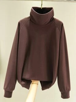 Women's Loungewear Thermal Shirt Pure Color Simple Casual Comfort Home Daily Bed Polyester Warm High Neck Long Sleeve Fall Winter Black Yellow -Ladies Pajamas Store boxlfb1697183565459