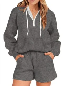 Women's Loungewear Sets Pure Color Sport Casual Comfort Home Street Daily Cotton Blend Breathable Hoodie Long Sleeve Hoodie Shorts Pocket Fall Winter Black Pink 29 Women's Loungewear Sets Pure Color Sport Casual Comfort Home Street Daily Cotton Blend Breathable Hoodie Long Sleeve Hoodie Shorts Pocket Fall Winter Black Pink -Ladies Pajamas Store bpdbji1691478732321