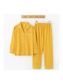 Women's Loungewear Sets Animal Heart Fashion Comfort Soft Home Daily Bed Cotton Breathable Lapel Long Sleeve Shirt Pant Button Pocket Fall Winter White Powder Lotus Pink -Ladies Pajamas Store bpyuak1693467387858