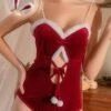 Women's Sexy Lingerie Costumes Pure Color Sexy Uniforms Lovers Hot Home Christmas Xmas Bed Polyester Breathable Straps Sleeveless Backless Fall Winter Red -Ladies Pajamas Store bqaowi1697537552072