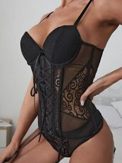 Corset Women's Corsets Halloween Prom Party & Evening Club Black Sexy Overbust Corset Buckle Backless Tummy Control Lace Summer Spring -Ladies Pajamas Store bqxuts1656410677977