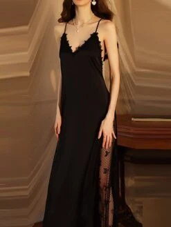 Women's Mesh Lace Slip Lingerie Robe 2Pcs Bridal Nightgown Nightshirt Pure Color Fashion Casual Comfort Home Daily Bed Ice Silk Long Pant Summer Spring 18 Women's Mesh Lace Slip Lingerie Robe 2Pcs Bridal Nightgown Nightshirt Pure Color Fashion Casual Comfort Home Daily Bed Ice Silk Long Pant Summer Spring -Ladies Pajamas Store brgjac1697074773302