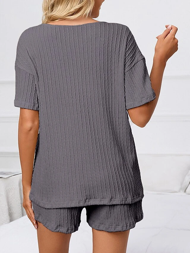 Women's Plus Size Loungewear Sets Pure Color Casual Comfort Soft Home Street Daily Polyester V Wire Short Sleeve T Shirt Tee Shorts Pocket Summer Spring Black Pink 20 Women's Plus Size Loungewear Sets Pure Color Casual Comfort Soft Home Street Daily Polyester V Wire Short Sleeve T Shirt Tee Shorts Pocket Summer Spring Black Pink - Image 18