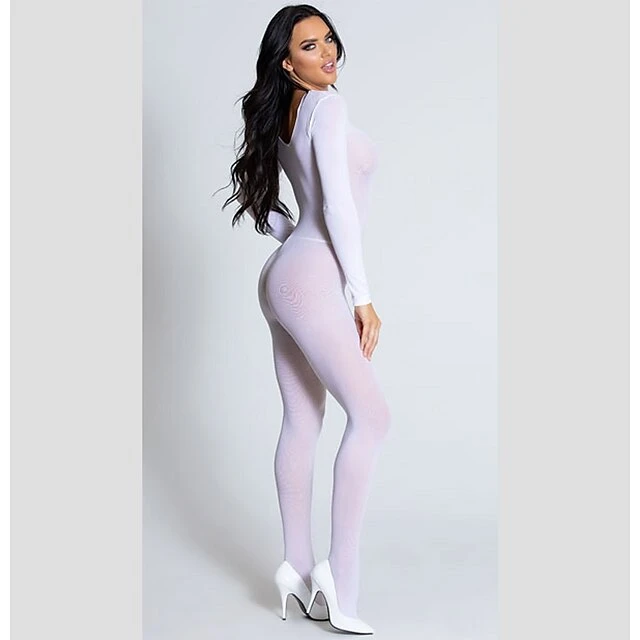 Women's Bodysuits Teddies & Bodysuits Solid Colored Nylon Crew Neck Mesh White Black / Super Sexy 12 Women's Bodysuits Teddies & Bodysuits Solid Colored Nylon Crew Neck Mesh White Black / Super Sexy - Image 10