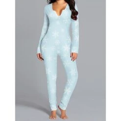 Women's Xmas Onesie Pajama Letter Elk Casual Comfort Soft ChristmasBreathable V Wire Long Sleeve Fall Winter -Ladies Pajamas Store cbfuxj1695281825688