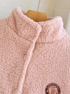 Women's Pajamas Sets Pure Color Warm Fashion Casual Home Daily Bed Flannel Warm Stand Collar Long Sleeve Pant Button Fall Winter Pink Beige -Ladies Pajamas Store ccdukm1692950057215