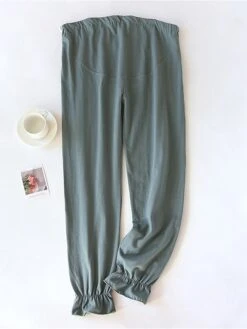 Women's Pajamas Pants Pure Color Simple Casual Comfort Home Daily Bed Cotton Breathable Pant Elastic Waist Fall Winter Pine Green - Loose Feet Honey Pink - Loose Feet -Ladies Pajamas Store ccoebg1695798638250
