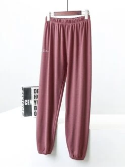 Women's Loungewear Thermal Pants Pure Color Warm Fashion Comfort Home Daily Bed Acrylic Warm Breathable Long Pant Elastic Waist Fall Winter Wine Fuchsia
