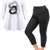 Women's Loungewear Sets 2 Pieces Animal Heart Casual Comfort Home Daily Polyester Breathable Crew Neck Long Sleeve Pullover Pant Summer Spring Silver Black Black -Ladies Pajamas Store cexlxn1693208688159
