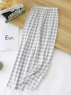 Women's Xmas Loungewear Pants Grid / Plaid Basic Casual Comfort Christmas Cotton Breathable Pant Elastic Waist Fall Winter Black Pink -Ladies Pajamas Store cfcbeb1695281834360