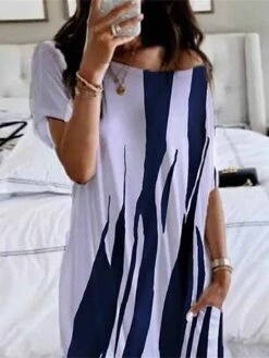 Women's Loungewear Nightshirt Dress Butterfly Flower Fashion Casual Comfort Home Daily Bed Polyester Breathable Crew Neck Short Sleeve Dress Pocket Summer Spring White Red -Ladies Pajamas Store cgpwtm1679970436701