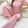 Women's Loungewear Sets Letter Sport Casual Comfort Home Daily Vacation Polyester Breathable Crew Neck Short Sleeve T Shirt Tee Pant Fall Winter Lotus Pink Pink 1 Women's Loungewear Sets Letter Sport Casual Comfort Home Daily Vacation Polyester Breathable Crew Neck Short Sleeve T Shirt Tee Pant Fall Winter Lotus Pink Pink -Ladies Pajamas Store cjeiro1694742394108