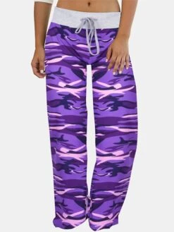 Women's Loungewear Bottom Nighty Camo Comfort Sport Home Cotton Long Pant Spring Summer Blue Purple -Ladies Pajamas Store clnbzr1659495814834