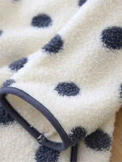 Women's Loungewear Sets Dot Fashion Comfort Soft Home Daily Bed Flannel Warm Breathable Crew Neck Long Sleeve Shirt Pant Button Pocket Fall Winter Black White -Ladies Pajamas Store cmjlkp1692927366667