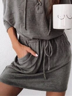 Women's Pajamas Nightgown Nightshirt Dress Pure Color Simple Casual Soft Home Daily Bed Polyester Breathable Hoodie Half Sleeve Fall Winter Dark Gray 7 Women's Pajamas Nightgown Nightshirt Dress Pure Color Simple Casual Soft Home Daily Bed Polyester Breathable Hoodie Half Sleeve Fall Winter Dark Gray -Ladies Pajamas Store csjrer1692927370583