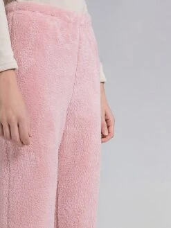 Women's Polar Fleece Pajama Pants Pure Color Simple Plush Casual Street Daily Date Warm Breathable Pant Elastic Waist Fall Winter Lotus Pink Pink -Ladies Pajamas Store ctytji1696231994791