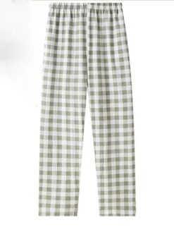 Women's Loungewear Pants Grid / Plaid Fashion Casual Soft Home Daily Bed Nylon Breathable Long Pant Pant Pocket Summer Fall Black Light Green -Ladies Pajamas Store culnie1689506613000