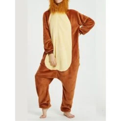 Women's Onesie Cartoon Pajama Plush Casual Oversized Home Daily Bed Flannel Warm Breathable Hoodie Long Sleeve Fall Winter Black Yellow -Ladies Pajamas Store cvwyot1694164358982