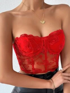 Corset Women's Corset Tops Prom Party & Evening Club Black White Red Sexy Underbust Corset Buckle Tummy Control Lace Summer Spring -Ladies Pajamas Store cvxkqk1654686005851