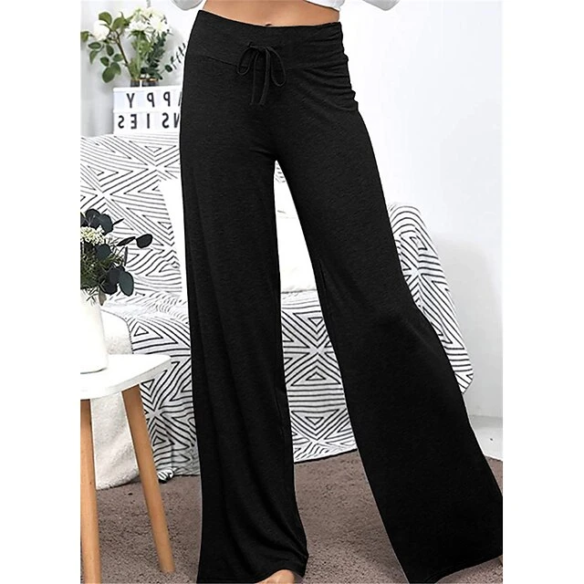 Women's Loungewear Pants Nighty 1 PCS Pure Color Fashion Simple Comfort Home Daily Vacation Cotton Breathable Long Pant Elastic Waist Basic Summer Spring Black Wine 10 Women's Loungewear Pants Nighty 1 PCS Pure Color Fashion Simple Comfort Home Daily Vacation Cotton Breathable Long Pant Elastic Waist Basic Summer Spring Black Wine - Image 8
